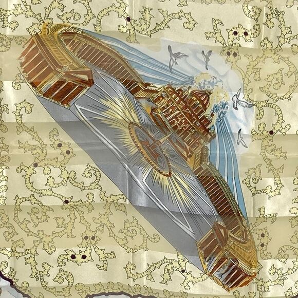 Purple and Gold 9 Scenes of Italy Scarf 40Sq - Picture 2 of 7